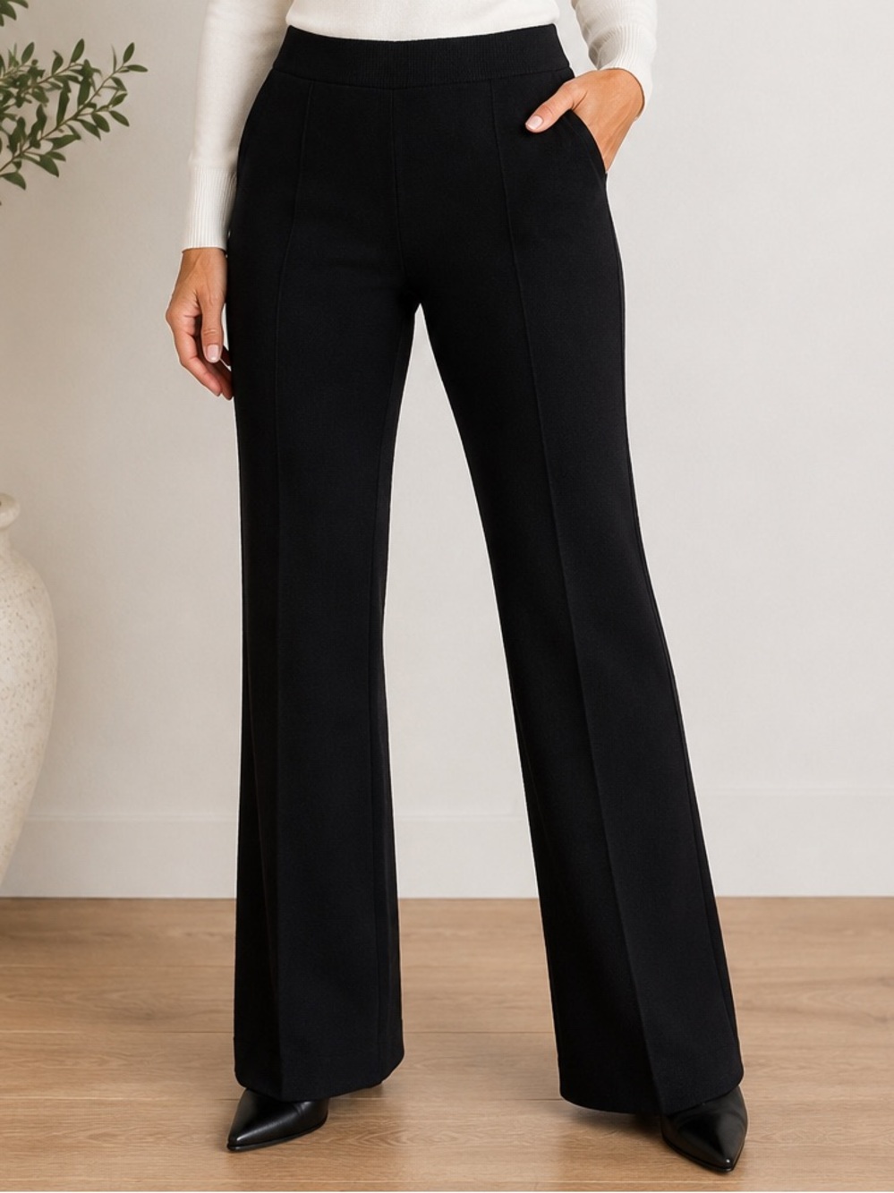 Vintage St. John Separates Black Knit Pull-On Pants Size 4 Made USA Minimalist
